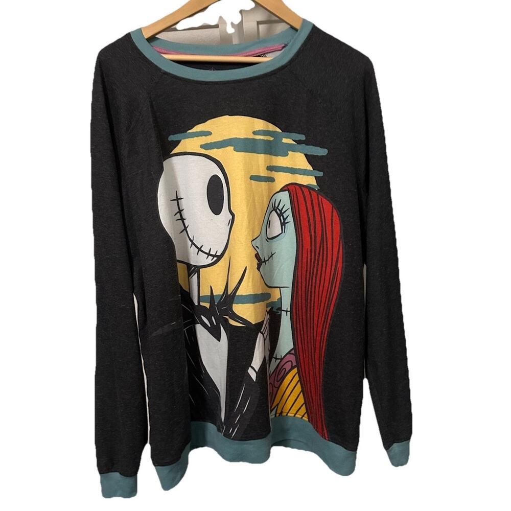 Jack Skellington and Sally Sleep Women's XL Long sleeve Pajamas shirt